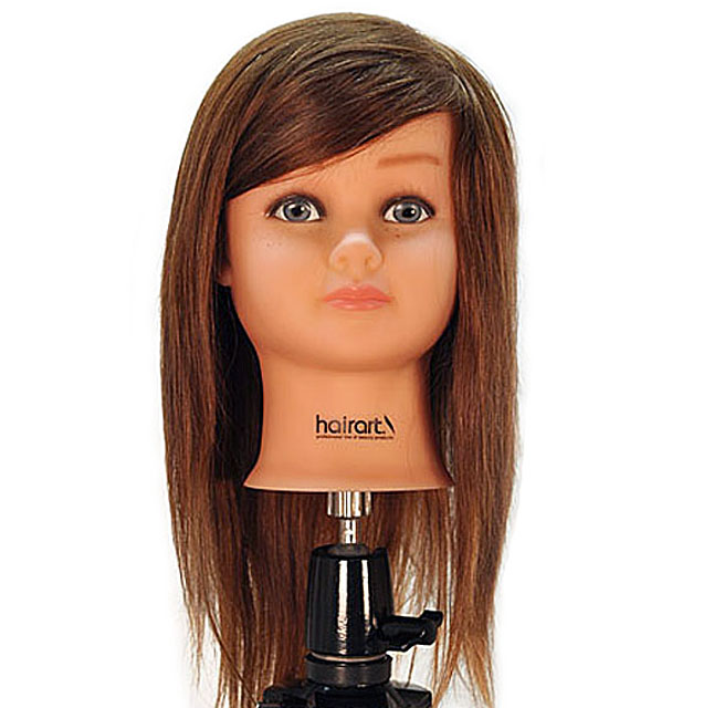 Nicki 18" Child 100% Human Hair Light Brown Cosmetology Mannequin Head by HairArt