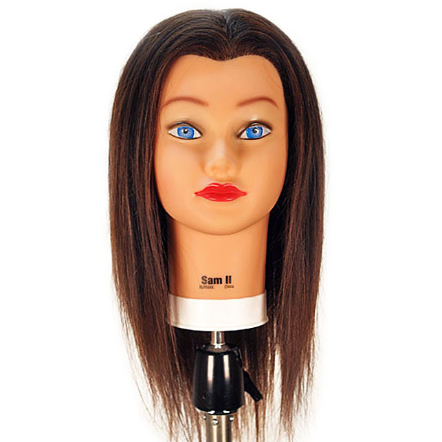 Sam-II Brown 21" 100% Human Hair Cosmetology Mannequin Head by Celebrity