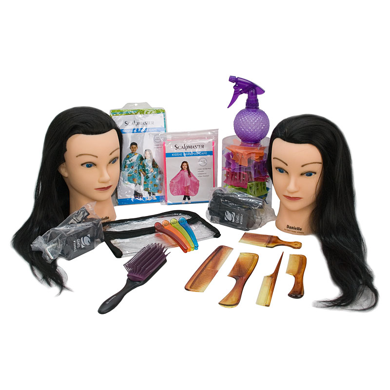 2-Doll Heads Children's Hairdresser Styling Play Kit by Giell