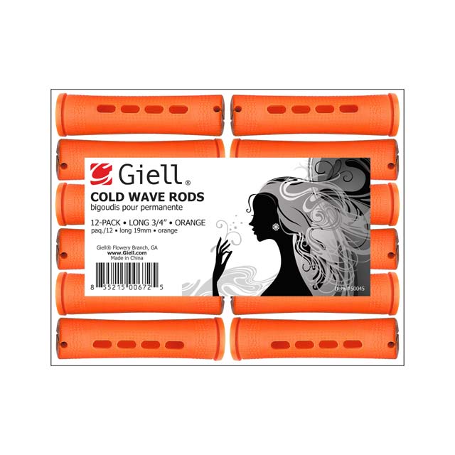 3/4" Orange Long Cold Wave Perm Rods 12-Pack by Giell