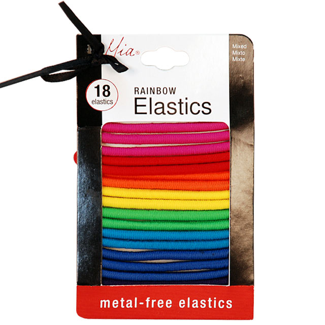 18 pcs Rainbow Hair Elastics - Metal Free by Mia