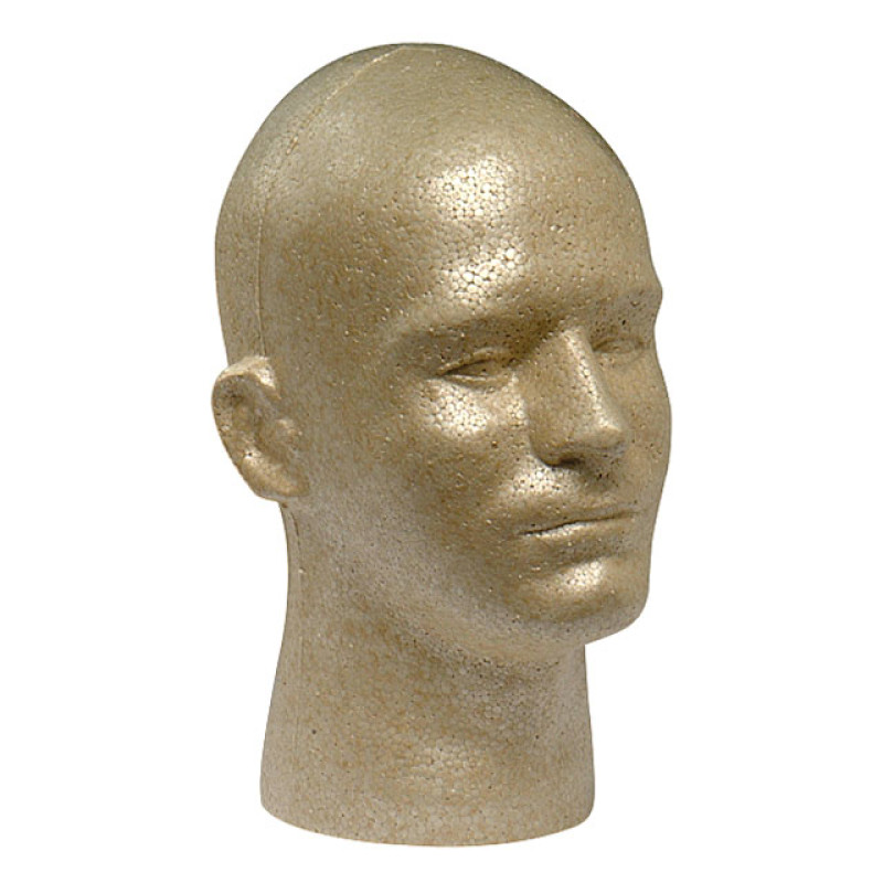 EPS Foam Male Mannequin Head Form for Display - Tan at