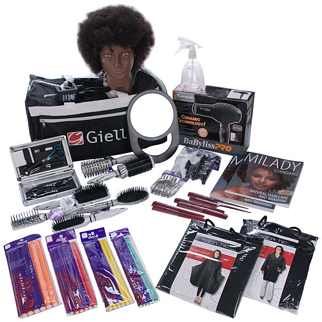 Liberty Supply Beauty School Kit Afro Natural Hair Manikin Head Cosmetology  Student kit Braiding Hair Practice Set All in One Travel Bag