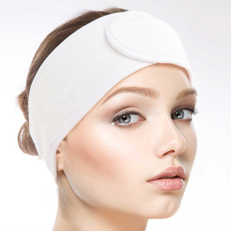 Image 1 - Microfiber Headband with Velcro Closure - White