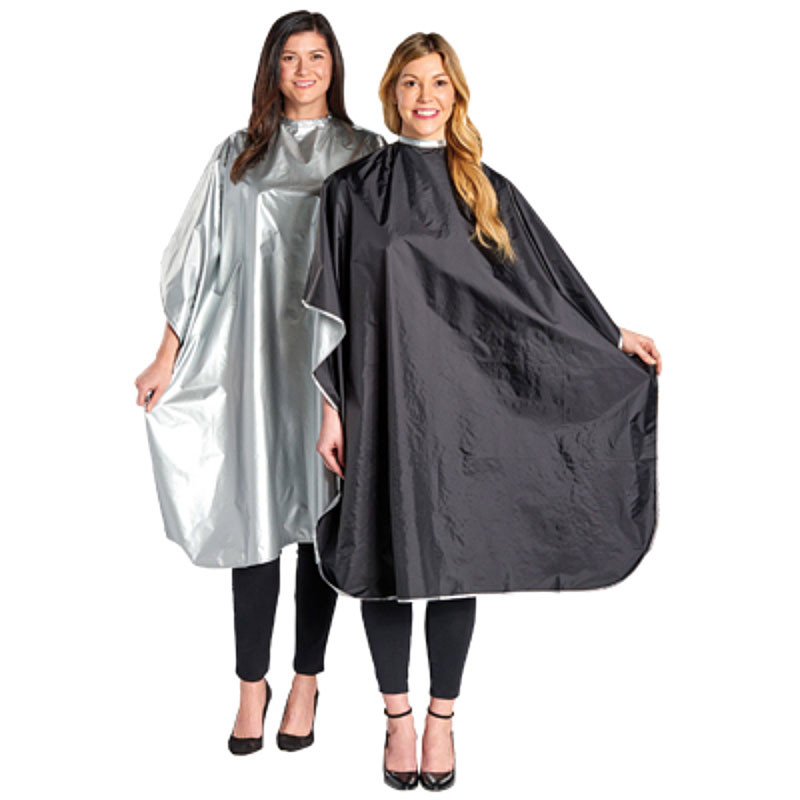 Image 1 - Reversible Chemical Safe 60" x 44" Styling Cape Silver / Black