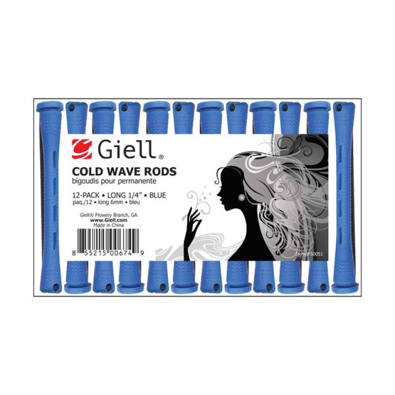 Image 1 - 1/4" Blue Long Cold Wave Perm Rods 12-Pack by Giell at Giell.com