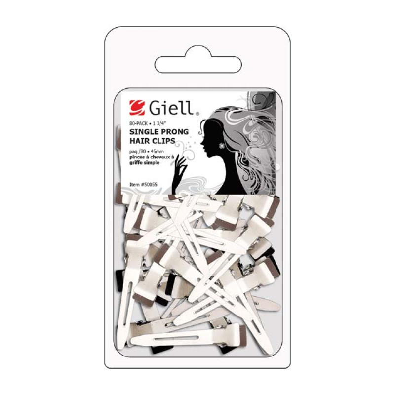 Image 1 - 80-pk 1-3/4" Single Prong Metal Hair Clips by Giell at Giell.com