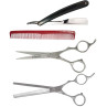 Image 1 - 5 pcs Barber Shears & Thinners Set with Straight Razor