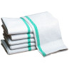Image 1 - One Dozen (12) Barber Towels 15x26 Herringbone Green Stripe 100% Cotton